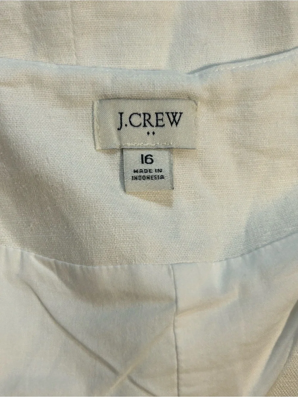 J. Crew White Button Down Vest Linen Blend Tailored Size 16 Plus Size